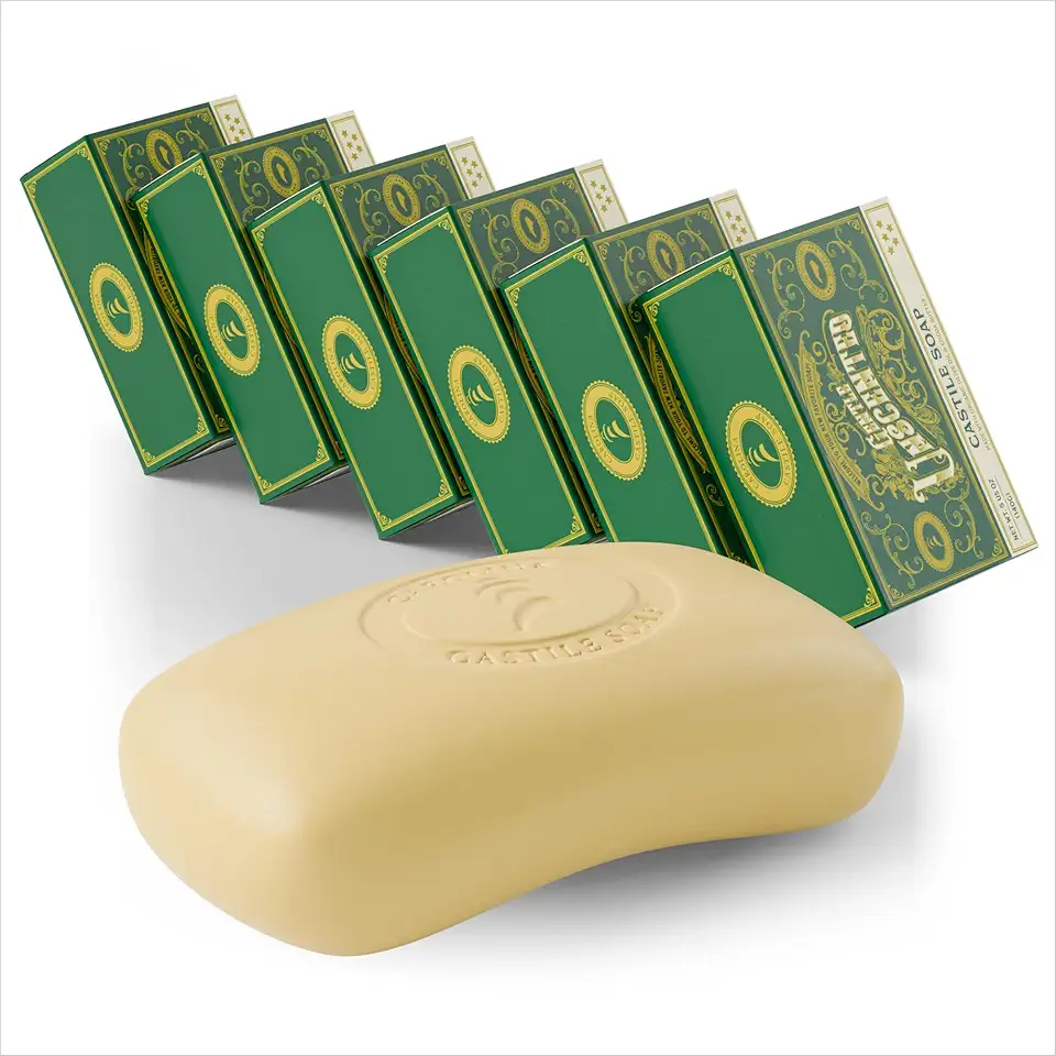 Sabonete em barra sem perfume Castile – 6 barras de sabão natural para homens, mulheres e crianças – Verificado pela EWG com manteiga de cacau orgânica crua e azeite de oliva por Carolina Castile, 142