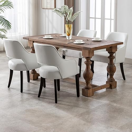 Miniatura 4 de Juego de 2 sillas de comedor modernas tapizadas de piel sintética con respaldo abierto medio y patas de madera, sillón para el hogar, cocina y