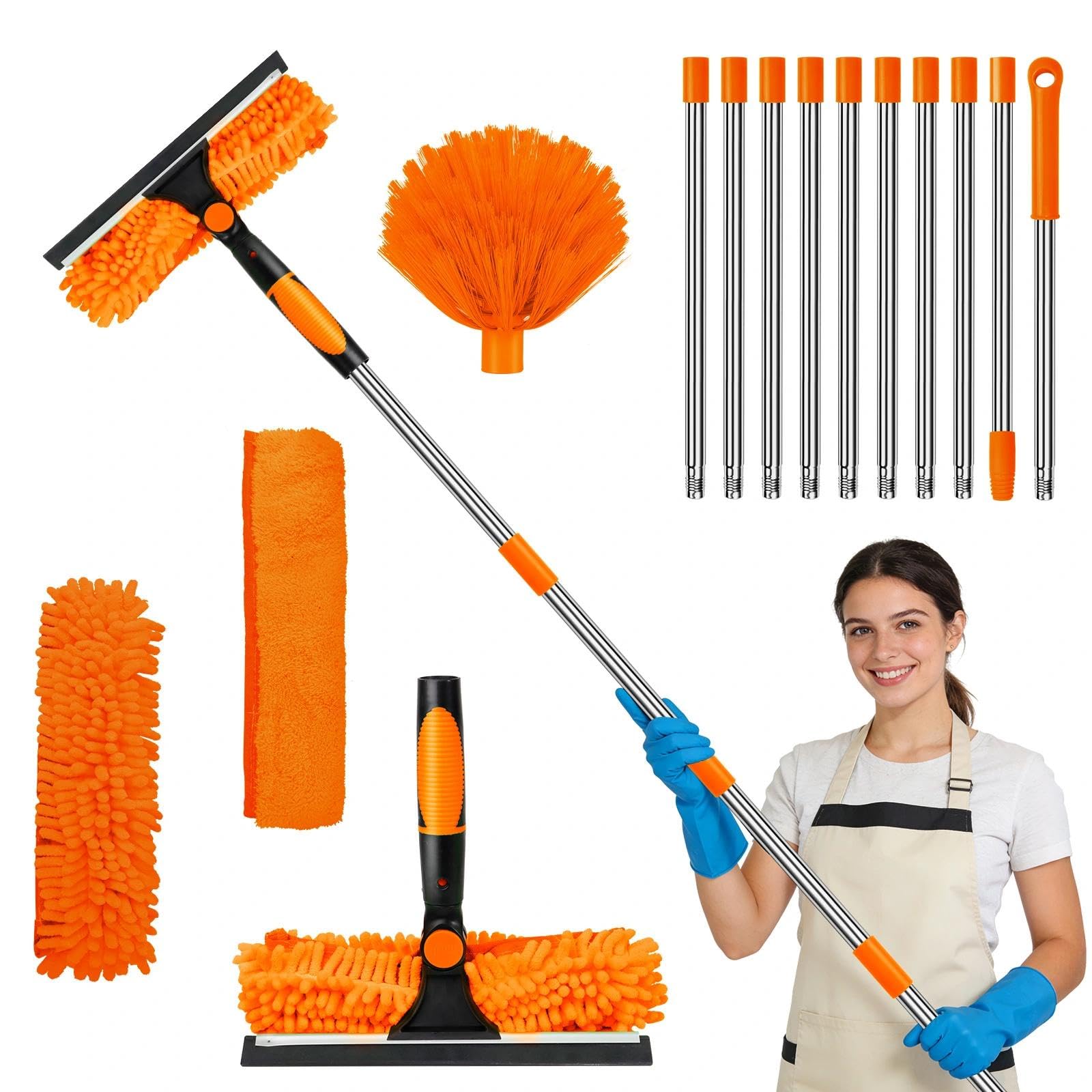 Nettoyer les vitres en hauteur sans danger grâce au kit manche long 4,5 m