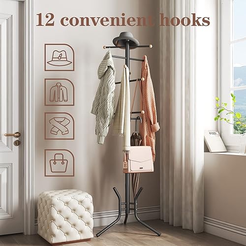 Miniatura 5 de Wisdom Star 2 percheros independientes 12 ganchos para colgar ropa sombreros bolsas color negro