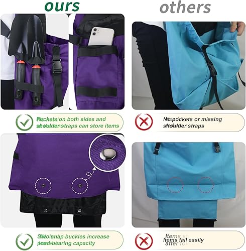 Miniatura 8 de Delantal de jardinería con bolsillos para mujeres y hombres, delantal de jardín de lona ajustable con bolsillos de liberación rápida