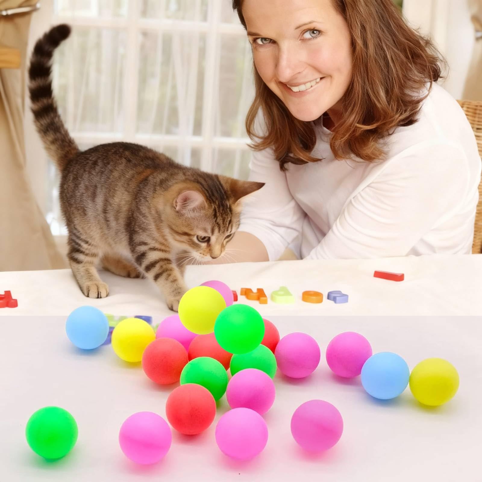 Soulchen Tischtennisbälle Für Katzen – 24 Stück, 4 Cm, ABS-Material