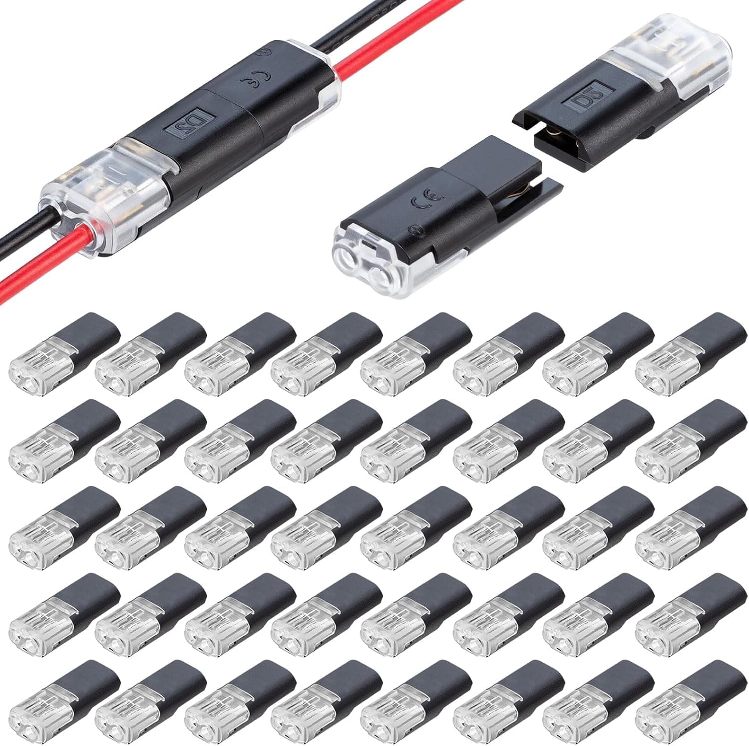 40-Pack 2-Pin Quick-Splice Wire Connectors, Durable Plastic & Copper Electrical Connectors, 2 Pin Connector Wire Crimp Terminal for Led, Wire Connectors Push Fit