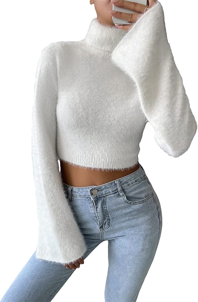 ruched fuzzy knit crop top