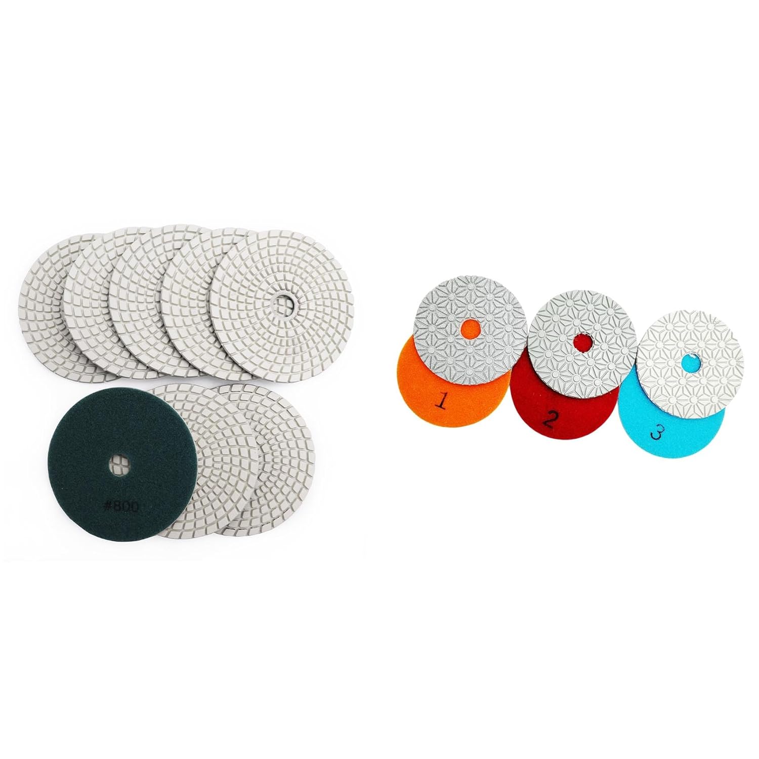 SHDIATOOL 4 - Inch Diamond Polishing Pads with White Bond Grit 800 Wet for Marble Granite Stone 8Pcs 100mm