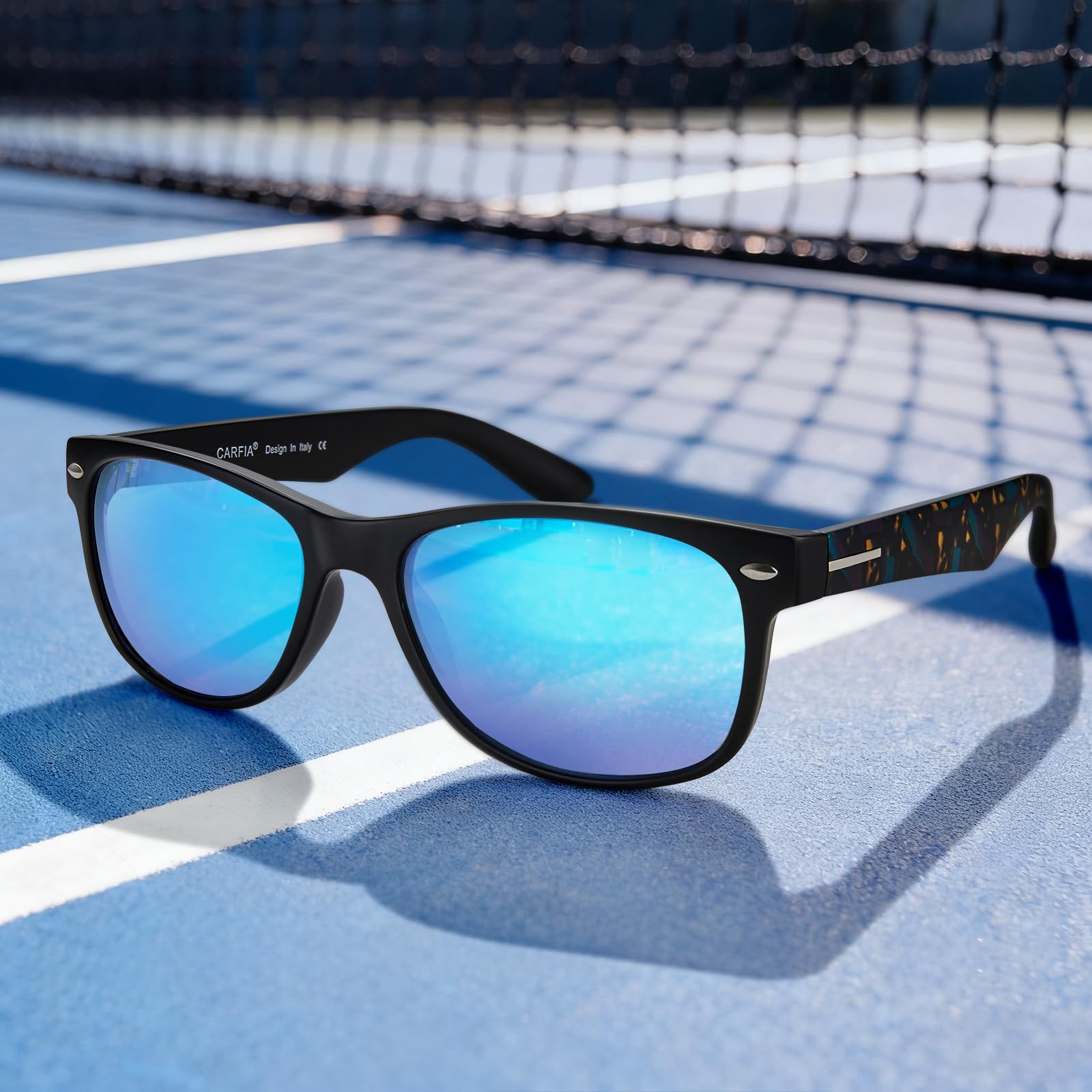 Carfia Occhiali da Sole Polarizzati da Uomo, Protezione UV, Montatura Leggera in TR90, Occhiali da Sole Sportivi Unisex per la Corsa all Aperto CA2100