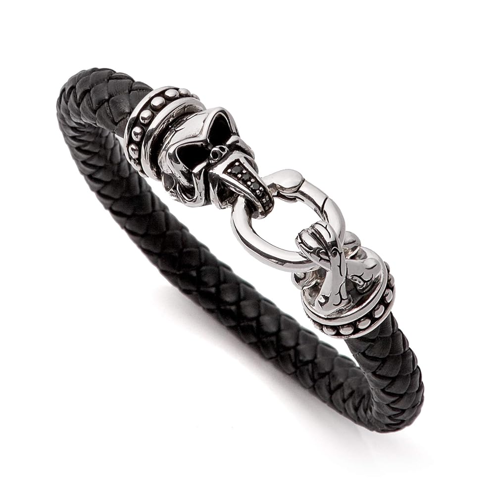 レザー編み込みブレスレット ブラック GUCCI グッチ 編み込み レザー ブレスレット シルバー系