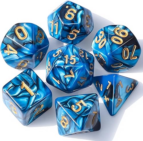 CiaraQ DND - Juego de dados poliédricos con bolsa de dados para juegos de rol de Calabozos y Dragones RPG MTG