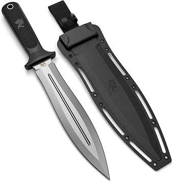 ODENWOLF W-SowCatcher Fixed Blade Knife with Sheath - Large Hunting-Knife made of D2 steel - Big Fixed Blade Double Edge Knives with TPE Handle