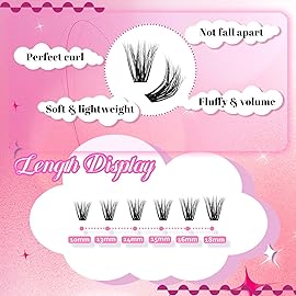FADLASH Lash Extension Kit 60D Lash Clusters D Curl DIY Eyelash Extension Kit with Lash Bond and Seal Lash Applicator 3D Effect Lash Cluster Kit fluffy (60D Kit, Mix 10-18mm)