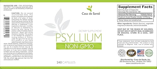 Miniatura 4 de Casa de Sante Tapas de psyllium, sin OMG, suplemento de fibra baja en FODMAP