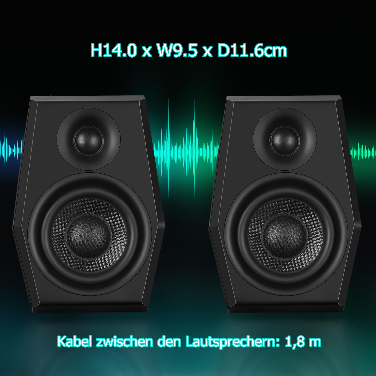 Sanyun SW209 Gaming Lautsprecher 2.0 36 W, Taktisches Audio, 3 DSP-Modi
