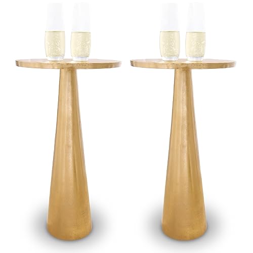 OBJET D'ART Small Round Gold End Tables, Set of 2,