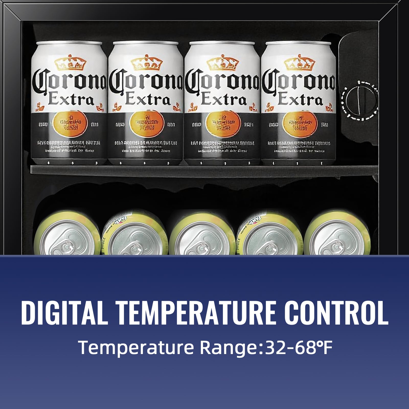 Tacool 1.3 Cu.Ft Beverage Refrigerator Drink Mini Fridge Refrigerator For Soda Beer Or Cans Personal Beverage Cooler 7 Modes Temp Adjustable Shelves Suit For Home, Office, Dorm on Fridge.com - View 3