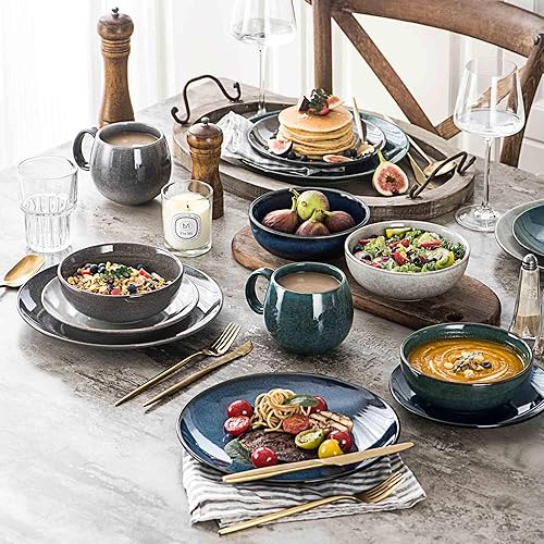 Miniatura 7 de UNICASA Platos llanos de cerámica  Plato grande de ensalada de 10.25 pulgadas, juego de 4 platos para carne, pasta, vajilla  Platos de porcelana