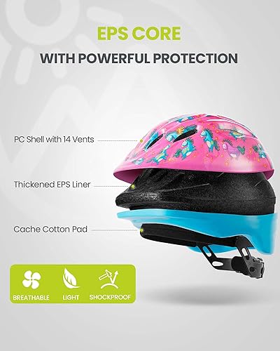 Miniatura 5 de OutdoorMaster Casco de bicicleta para niños, desde niños pequeños hasta jóvenes, casco de seguridad ajustable de unicornio para niños (edad 3-15),