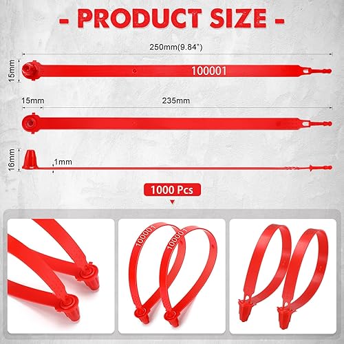 Miniatura 2 de Roowest 1000 sellos de plástico para puerta de remolque de camión, etiquetas de seguridad a prueba de manipulaciones, cerraduras desechables de