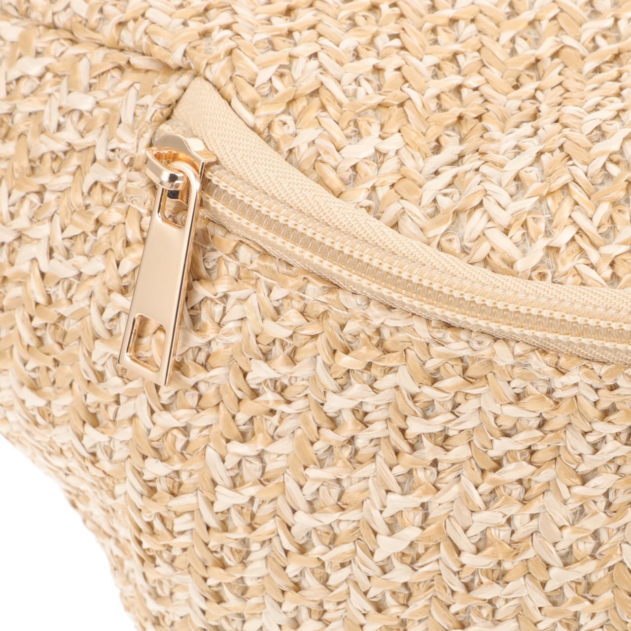 UKCOCO Straw Woven Mini Waist Bag Summer Fanny Pack Crossbody Chest Pouch for Hiking Running Jogging Lightweight Adjustable Strap