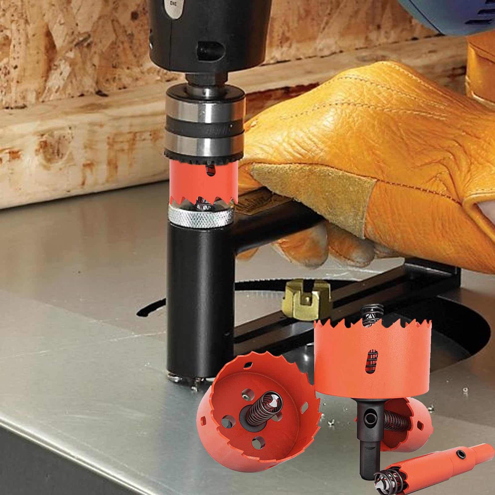 KIT FRESE LEGNO A TAZZA SEGHE FORA LEGNO PLASTICA ATTACCO PER TRAPANO IN ACCIAIO