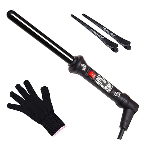 Varita rizadora de cerámica fina de 0.748 in y 34 pulgadas para cabello corto, pequeños rizos apretados y espirales, rizador profesional sin clip