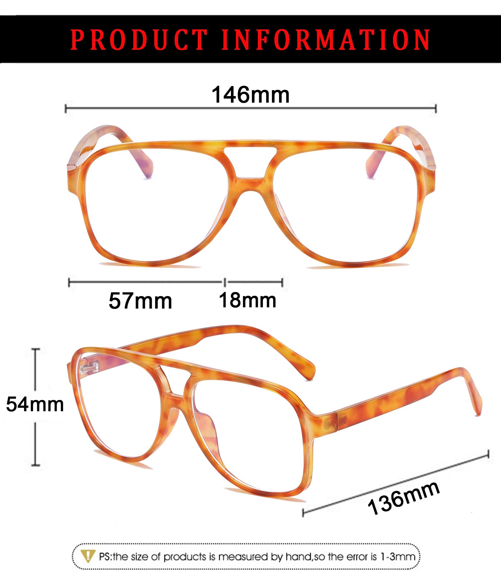 Retro Blaulicht Pilotenbrille für Damen Herren 70er Jahre übergroßer Rahmen Anti-Augenbelastung