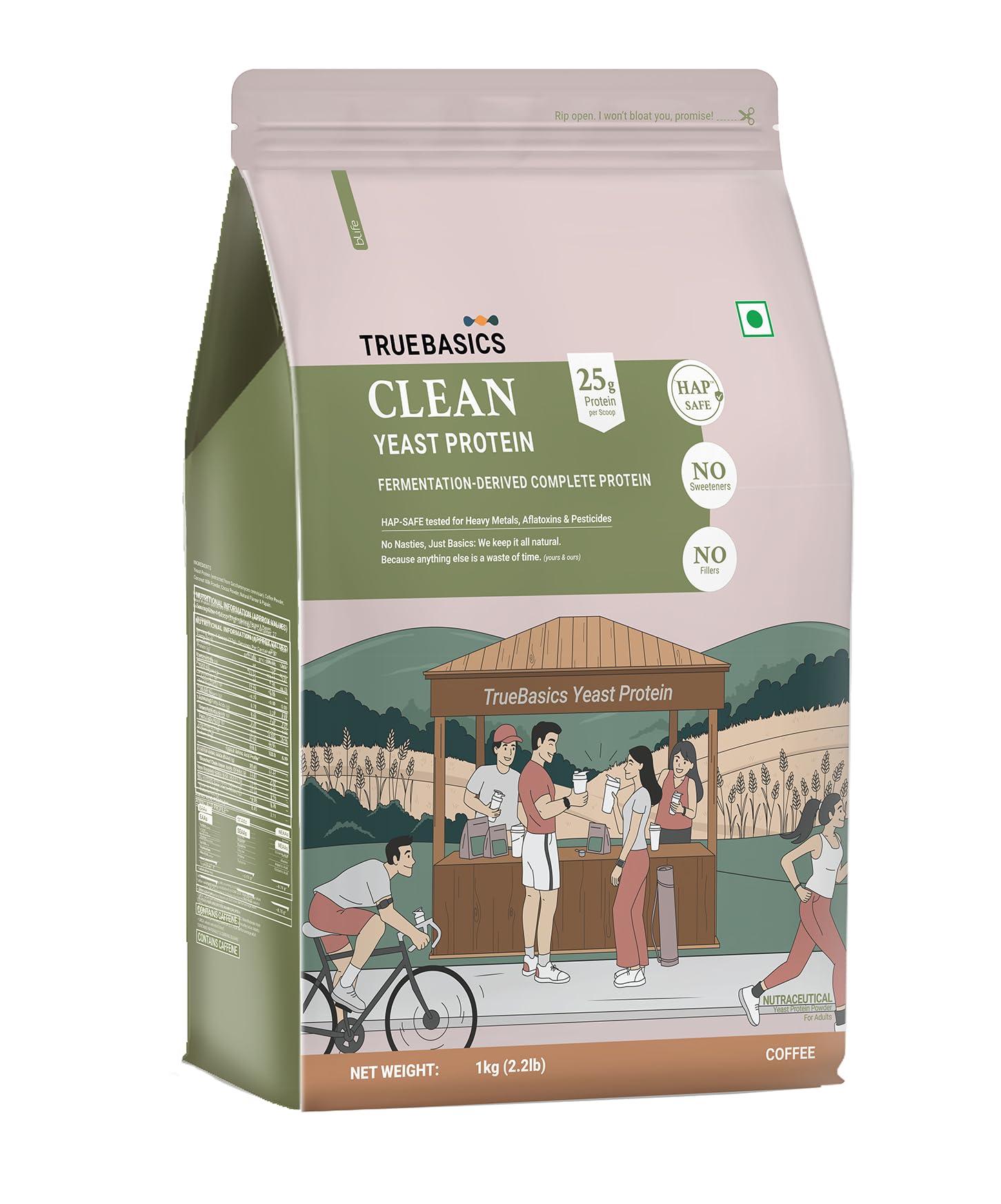 TrueBasics Clean Yeast Protein Powder (Coffee, 1kg) | 25g Protein per Scoop | Fermentation-Derived Complete Protein-picture-20