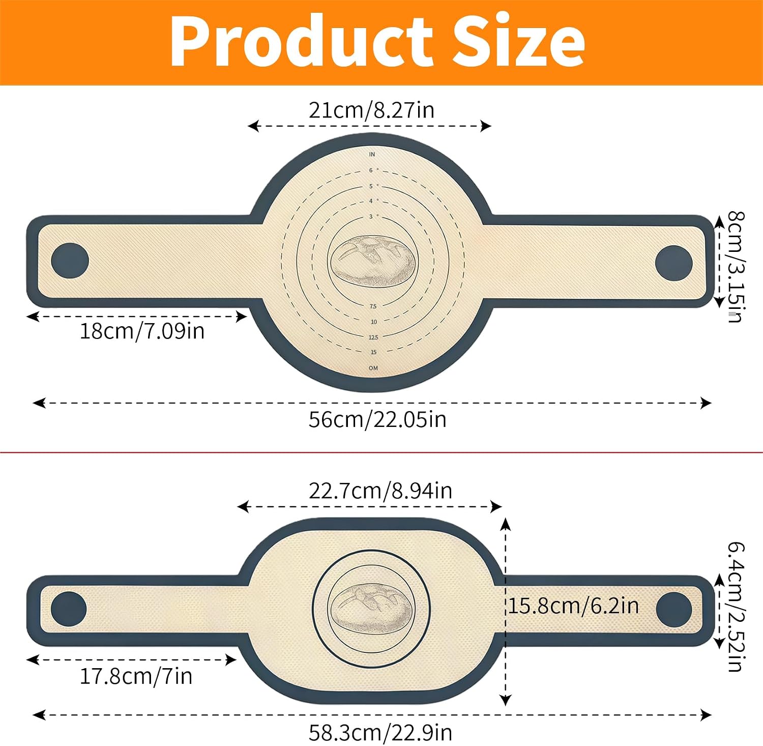 Silicone Bread Sling: 2pcs Sourdough Transfer Mat for Dutch Oven Baking - Easy Clean Reusable Round Oval Shape Long Handle sourdough Tools image 2