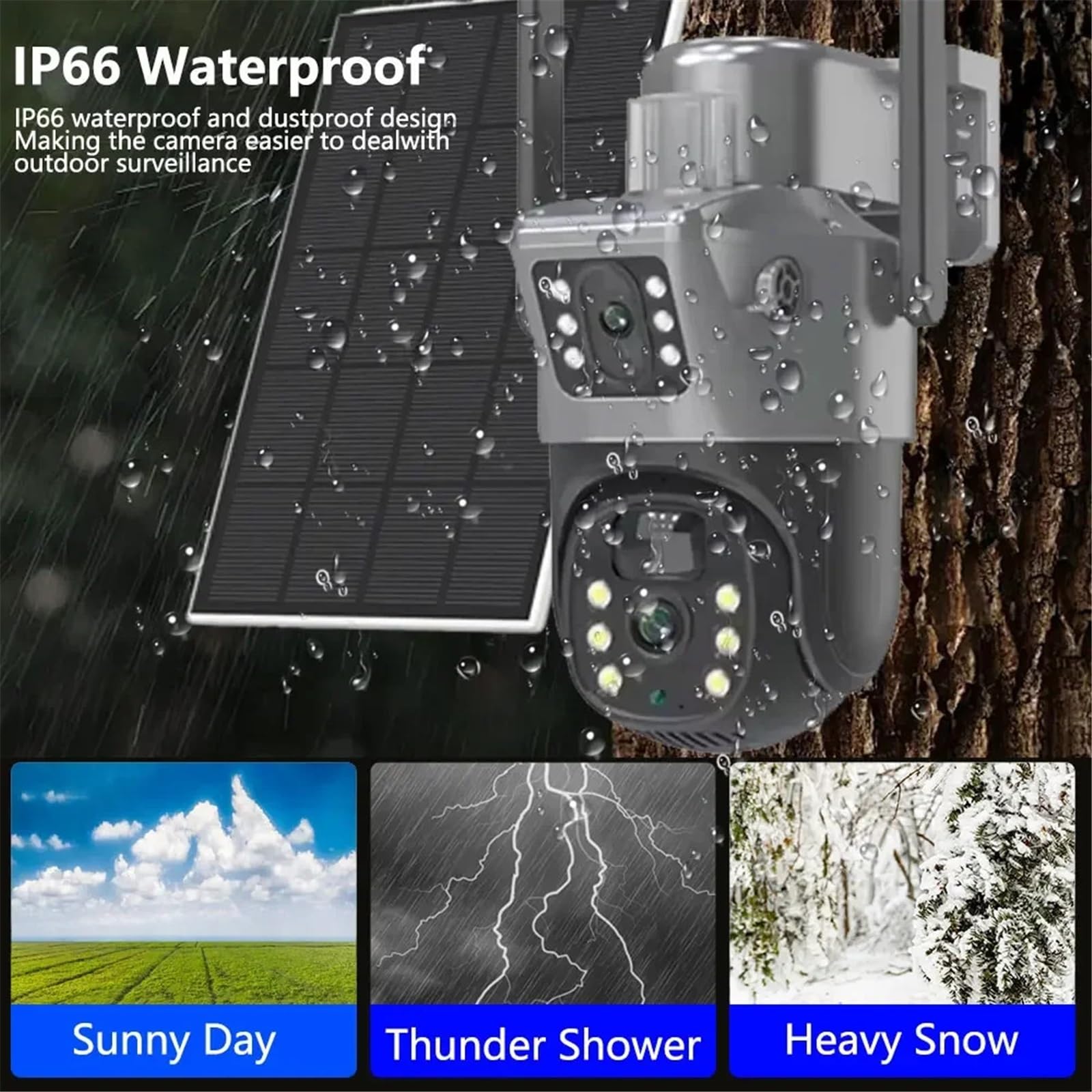 Kamera Monitoringu, Kamera PTZ słoneczna 4K 8MP Dwuzakresowa zewnętrzna bezprzewodowa kamera PTZ Ochrona Detekcja PIR CCTV Dwukierunkowe audio(WIF Solar No Card)
