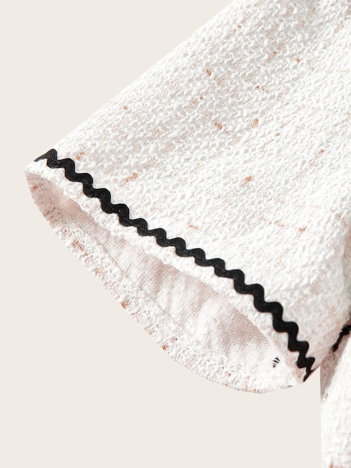 Women's Puff Sleeve Tweed Tops Elegant Button Down Business Casual Blouse