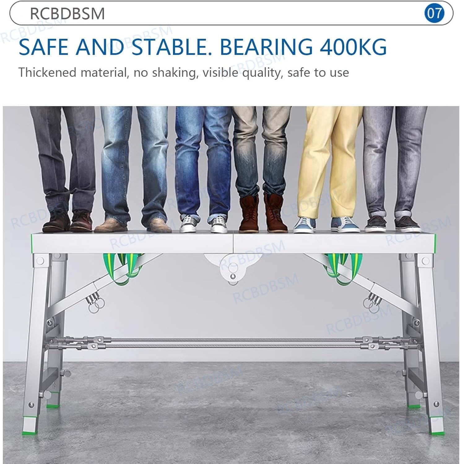 Andamio plegable portátil de altura ajustable, capacidad de carga de 400 kg, plataforma de trabajo de aluminio multiusos para proyectos de construcción y bricolaje