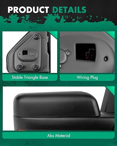 Miniatura 4 de SCITOO Espejo de remolque compatible con 2004-2014 para espejo de remolque F150 con control de potencia de señal de giro calentado lado derecho