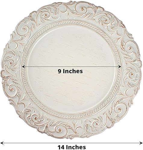 Miniatura 2 de Efavormart - Juego de 6 platos de plástico redondos de 14 pulgadas con borde de diseño barroco grabado para eventos de boda y fiesta