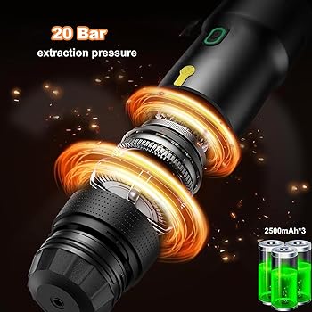 Jenmayt 3 en 1cafetera eléctrica portátil de café espresso,20 bares Cafetera Eléctrica de Cápsulas,compatible con cápsulas NES/DG y café molido,Calefacción inalámbrica,para camping/viajes/oficina3