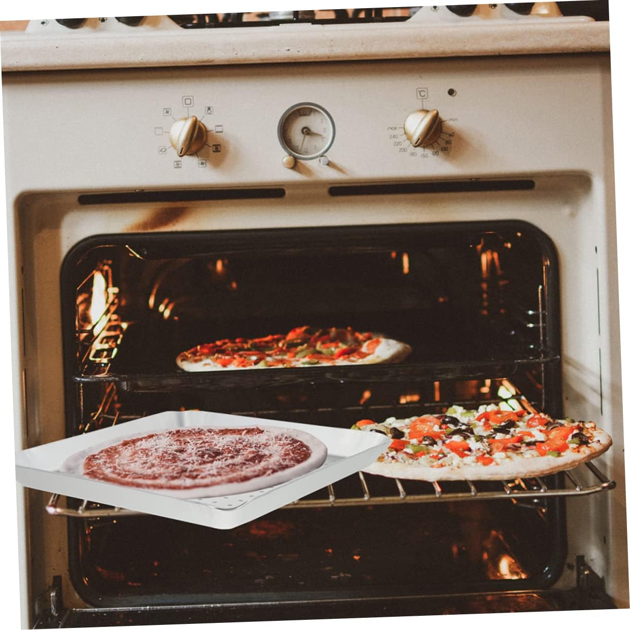 Mesh Pizza Tray Aluminum Alloy Pizza Baking Pan Square for Oven Easy Cleaning