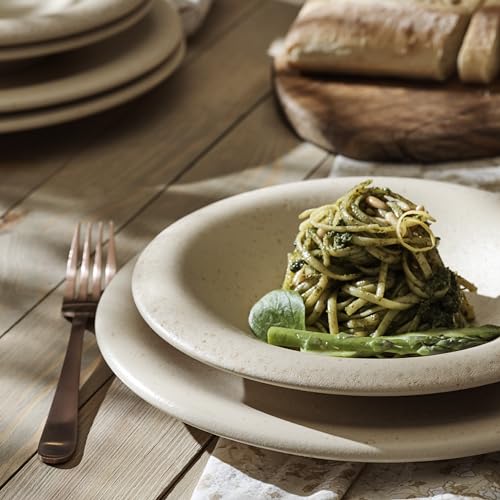 Image of Porto by Stone Lain Aro 24-Piece Premium Kitchen & Dining Dinnerware Set Stoneware, Cream Matte, Crafted in Portugal, Dishwasher and Microwave Safe Scratch-Resistant Dish Set for 8