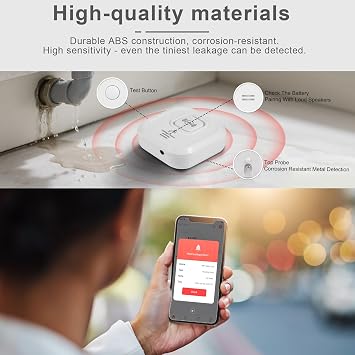 WiFi Water Leak Detectors 100dB Smart Water Sensor Alarm with 3.22 ft Sensor Cable Triple Detection Mode, with App Remote Monitor, Wireless Tank Level Monitor for Basement, Kitchen, Bathroom (3pack)
