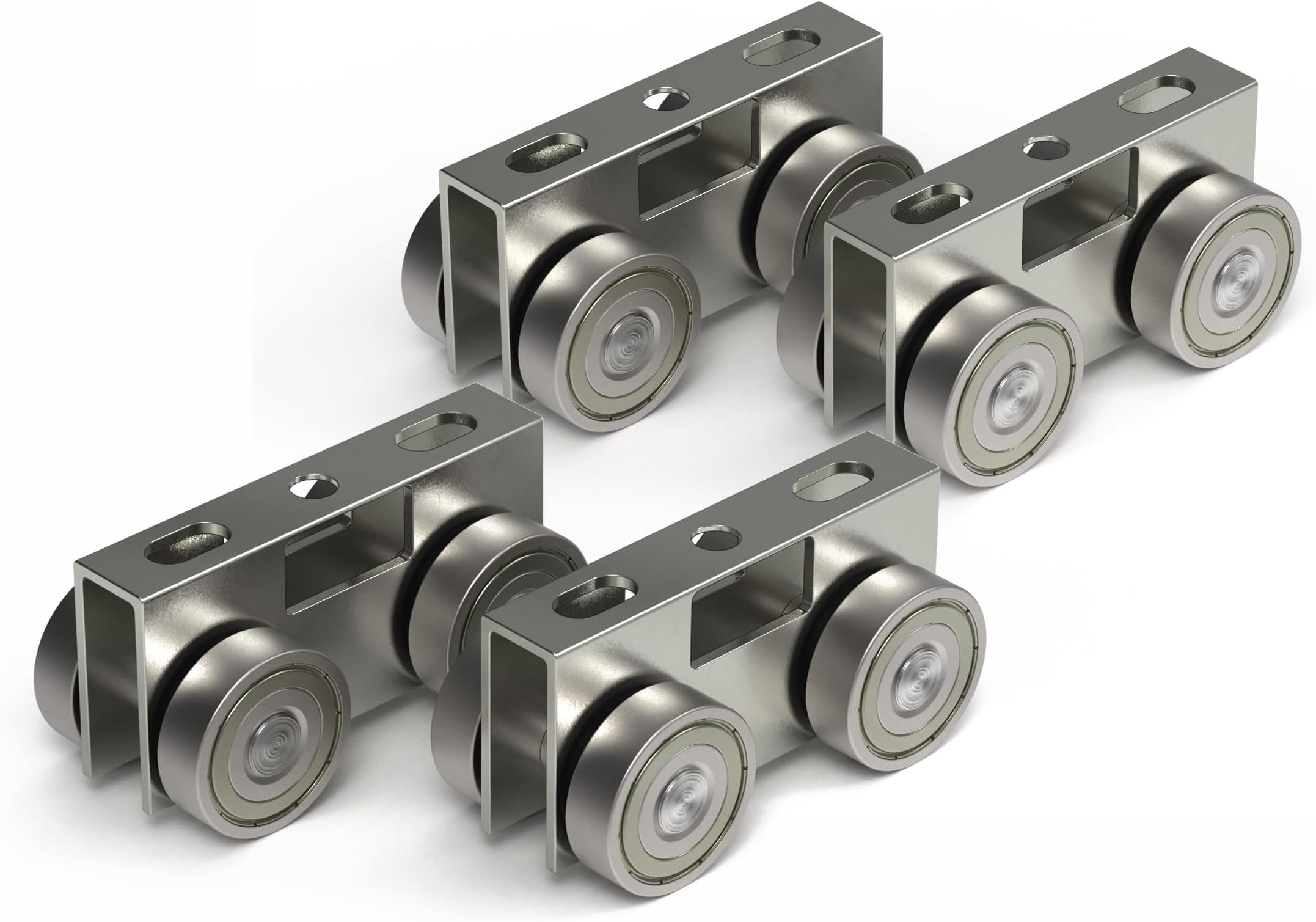 Hi Flame 4 Wheel Light Duty Trolley Assembly Roller Trolley Easy Bolt Installation for use with 1-5/8" Wide and All 1-5/8" or Taller Strut Channel (4)