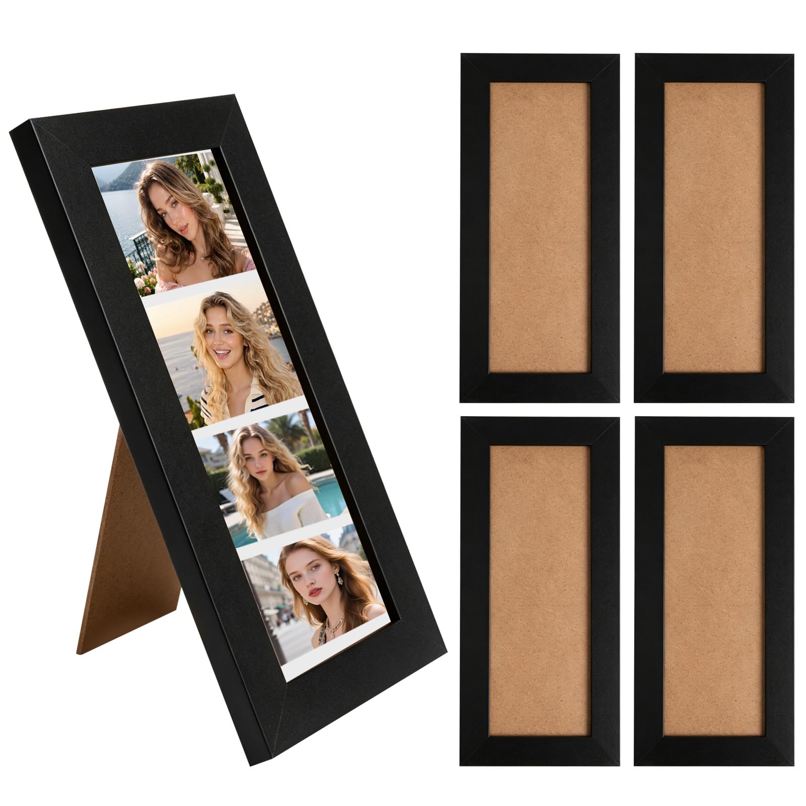 4Pcs Photo Strip Booth Tabletop Frame, Wooden Film Strip Picture Frames