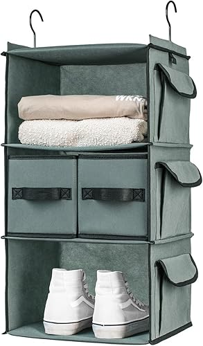 SMIRLY - Organizador de armario colgante de 3 estantes, pequeño, estantes colgantes para organización y almacenamiento de armario