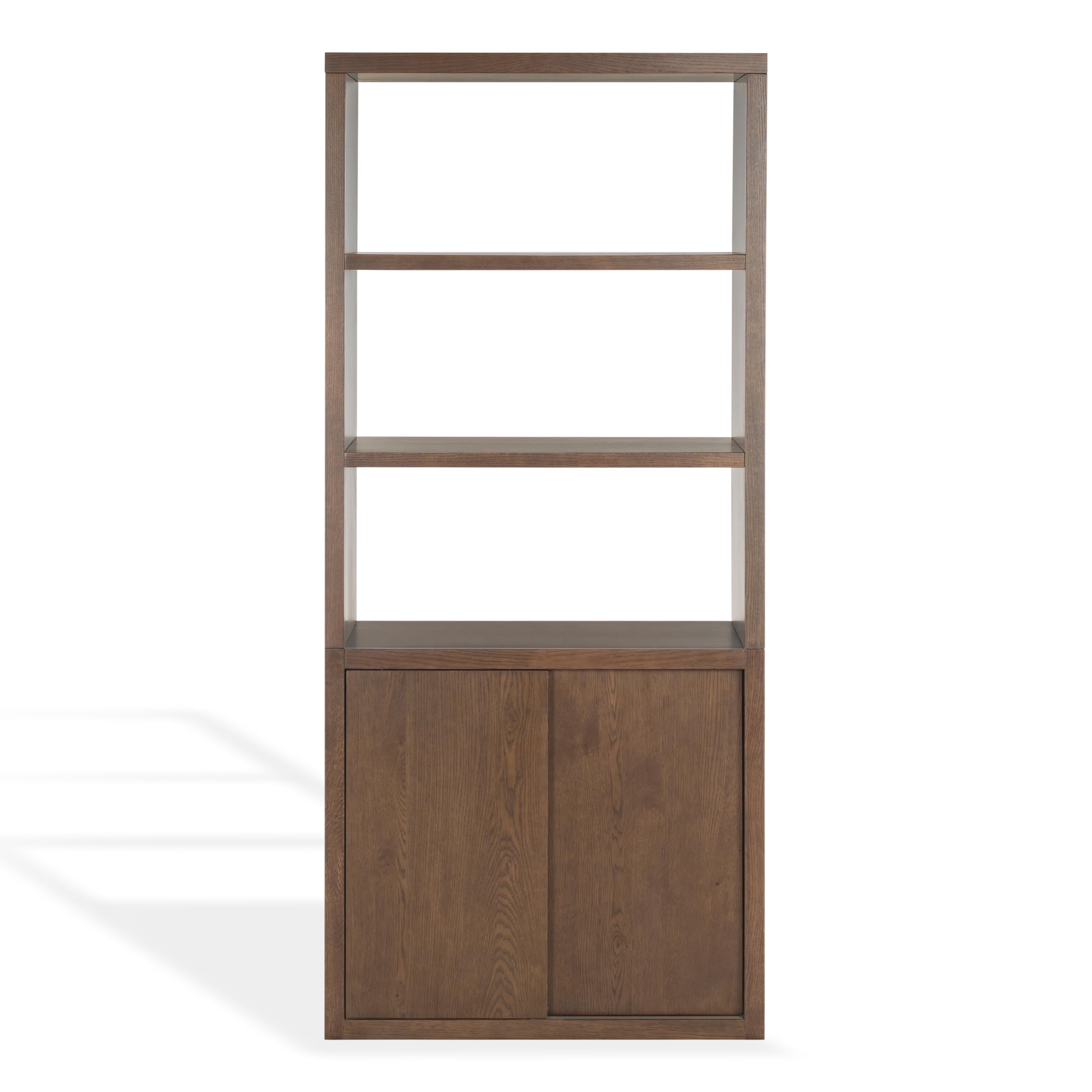 SAFAVIEH Couture Collection - Elanna Walnut Brown 4-Shelf Bookcase with Cabinet Storage, Modern Organizer & Display (SFV4253B)