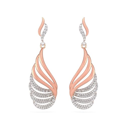18k (750) Rose Gold and Solitaire Jhumki Earrings for Girls