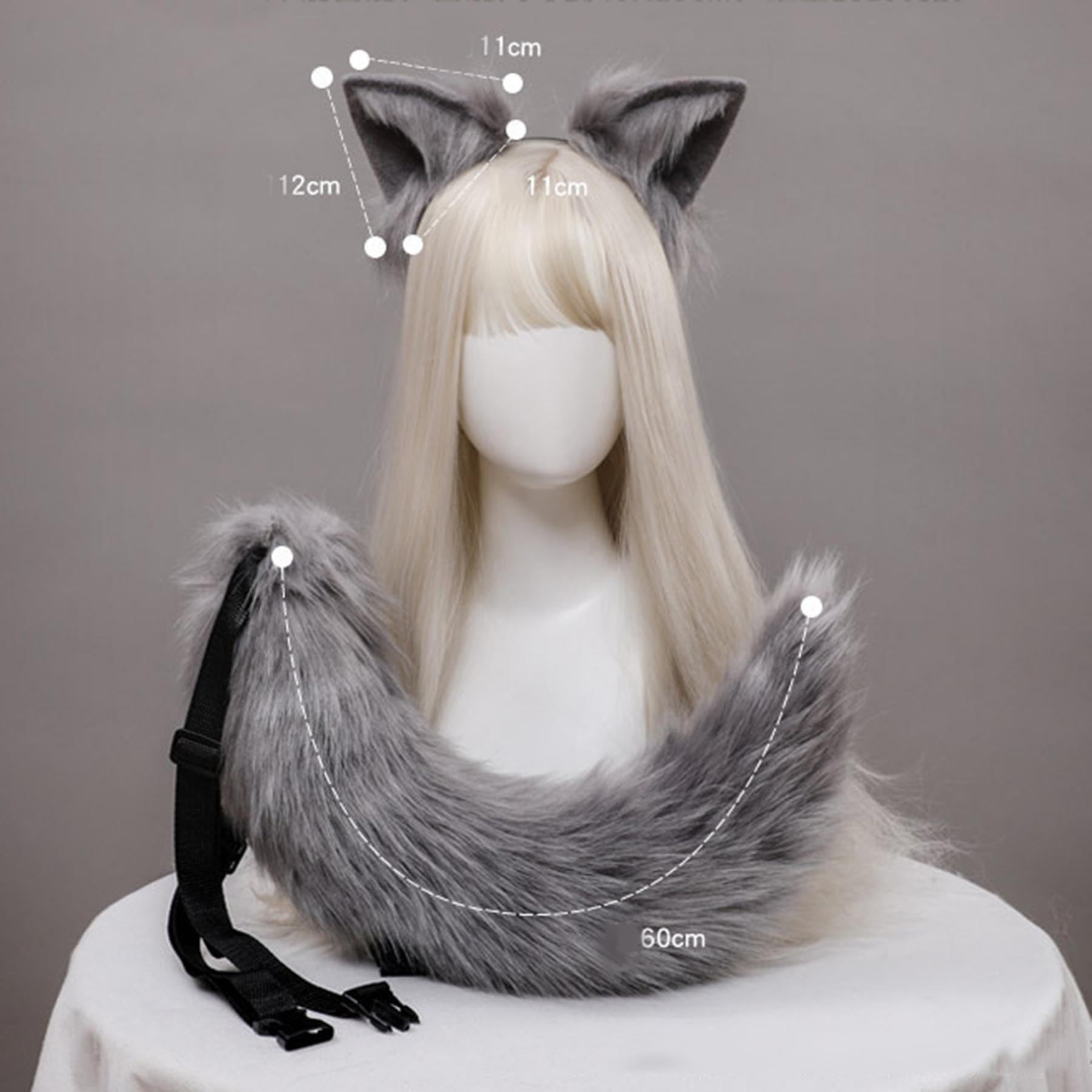 Set cerchietto con orecchie da volpe e coda in peluche, accessori per costume cosplay da animale, orecchie fatte a mano, ideale per Halloween, feste in maschera e cosplay
