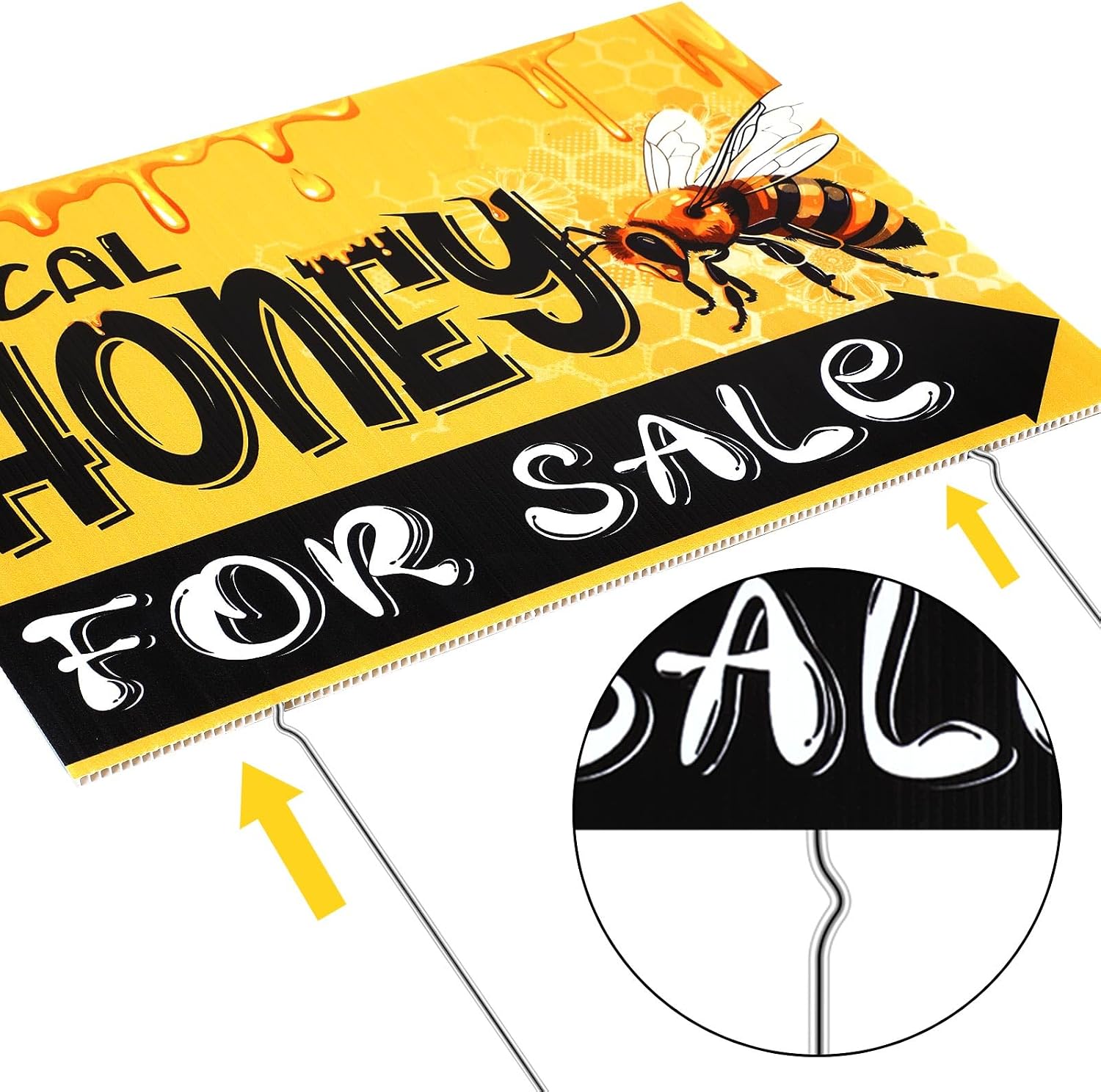 Glenmal 3 Pcs Local Honey for Sale Yard Signs 12x16 Inch Plastic image 4