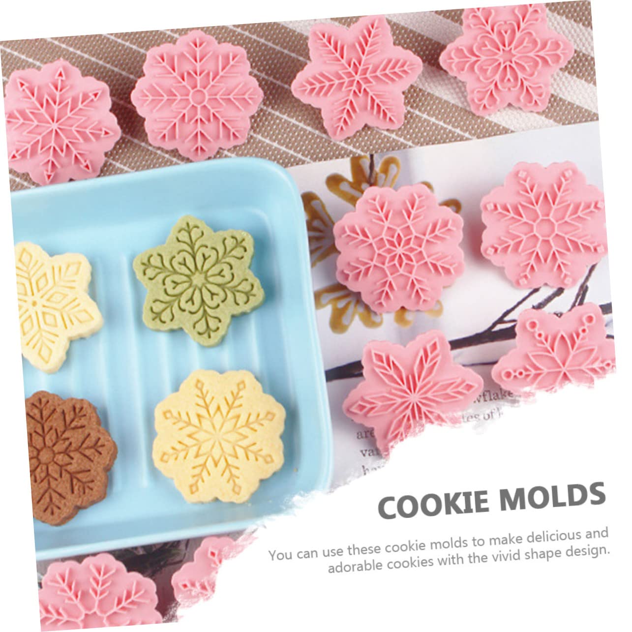 Alipis Juego De 5 Moldes Únicos Para Hornear Galletas Navideñas Cortadores De Galletas Grandes De Polipropileno Suministros Para Hornear En 3d (18 Piezas X 5)