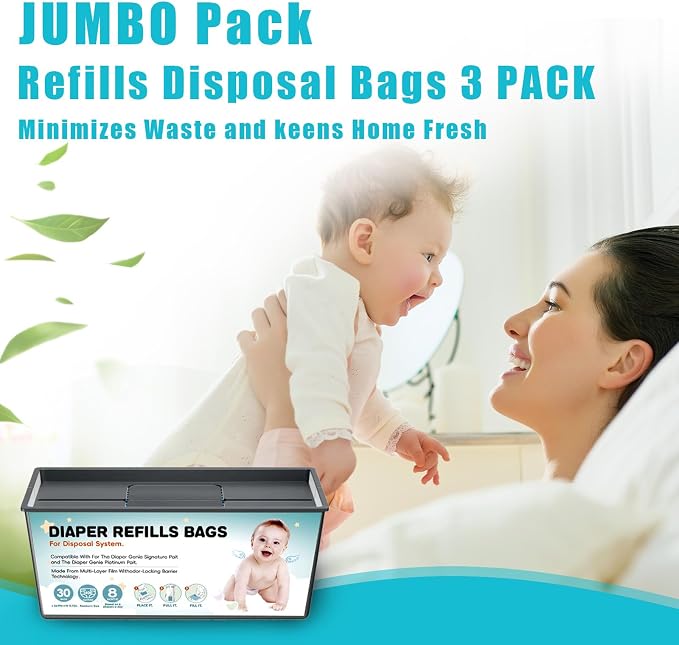 90 Bolsas Recambio para Bote de Pañales compatible Genie Easy Roll 3 Pack miniatura 5