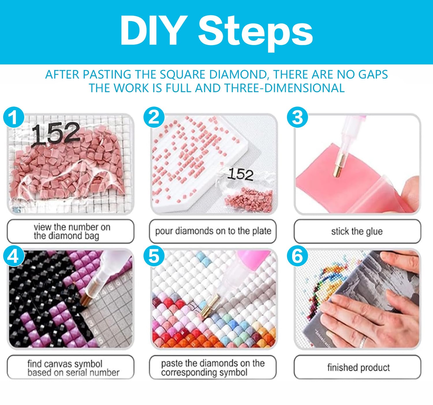 Kits de pintura de diamantes cuadrados, paquete de 9 piezas de arte de