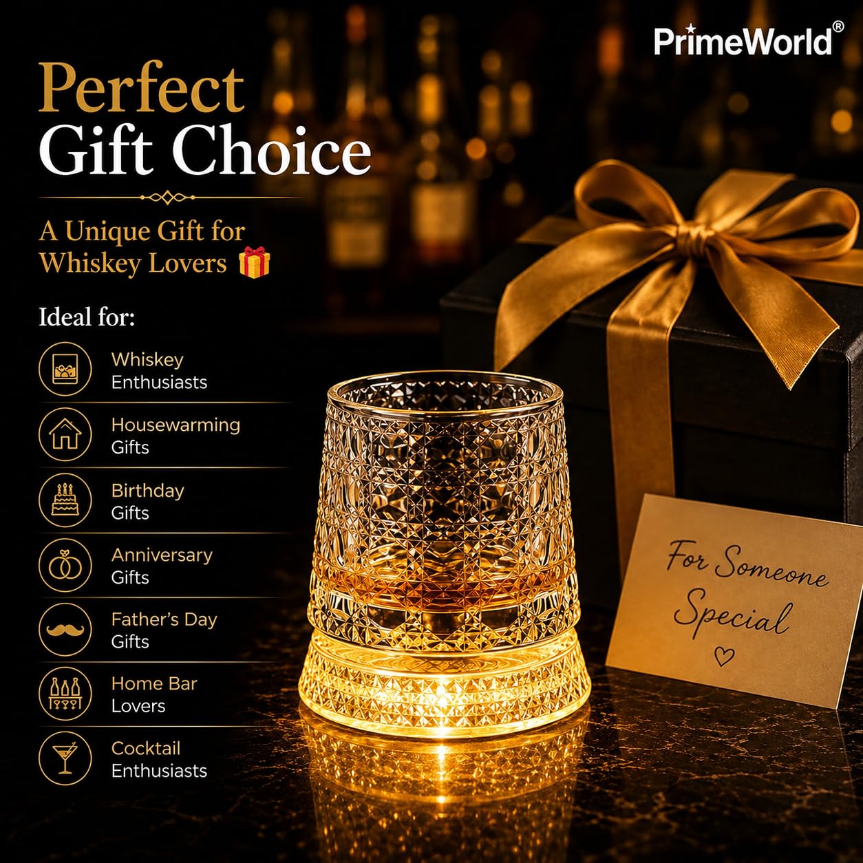 LED Revolving Whiskey Glasses - Rotating Crystal Tumblers -4