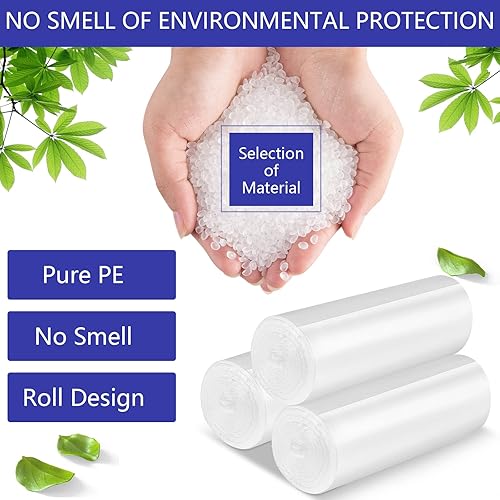 Miniatura 4 de Mini bolsas de basura de 0.5 galones, bolsas de basura pequeñas, 11.8 x 11.8 pulgadas, se adaptan a mini bote de basura de 2 litros, 4 rollos, 200