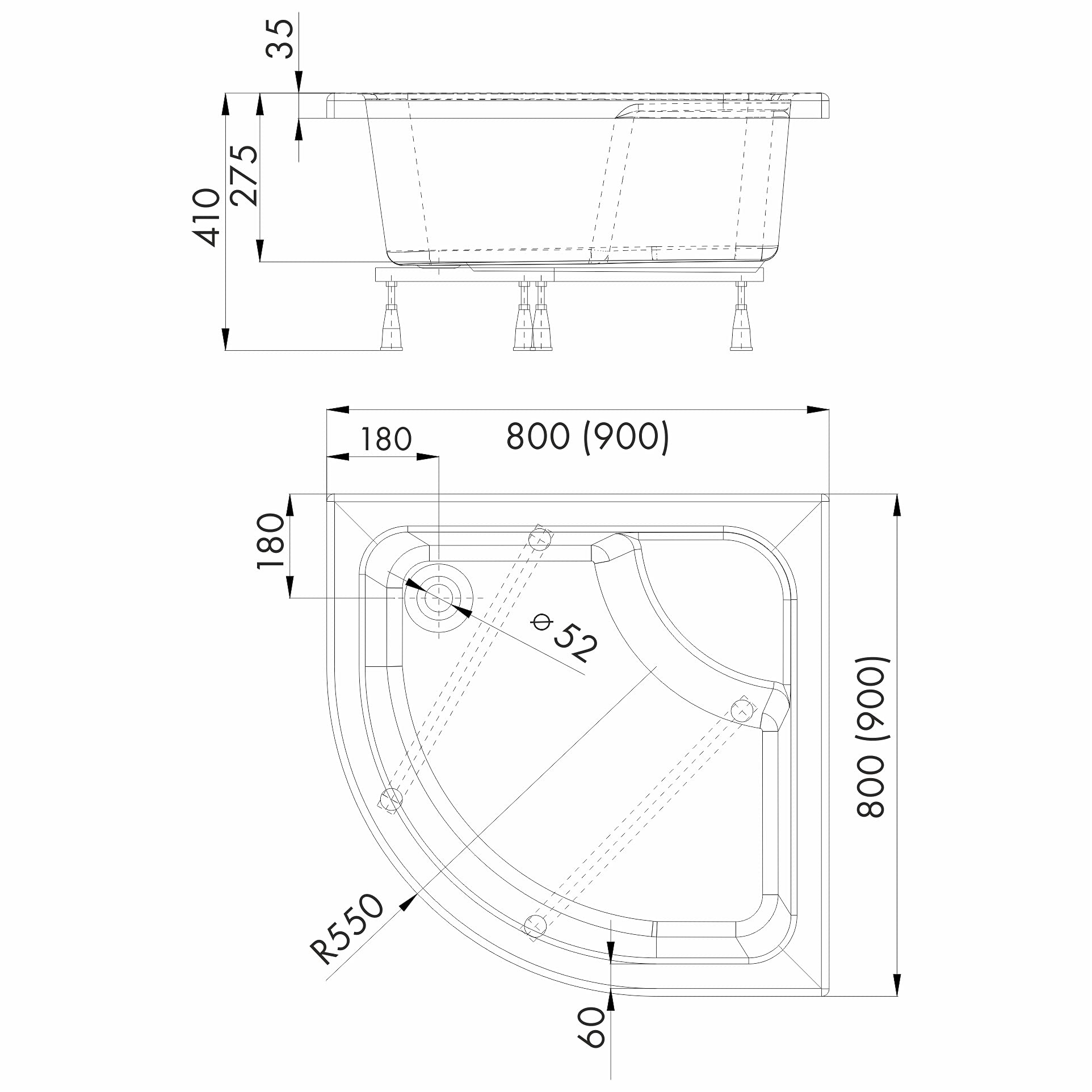 Sellon24® Flache Duschtasse – Nur 5 Cm Hoch, Zum Aufkleben Oder Bodengleich