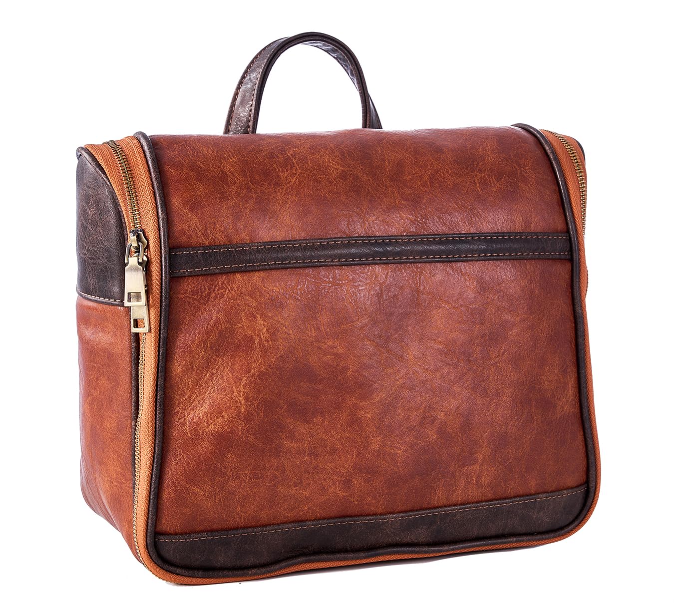 EURYNOME Hanging Toiletry Bag for Women and Men, Large PU Leather Toiletries Organizer, Water-resistant Bathroom Shaving Kit for Cosmetics, Makeup Case